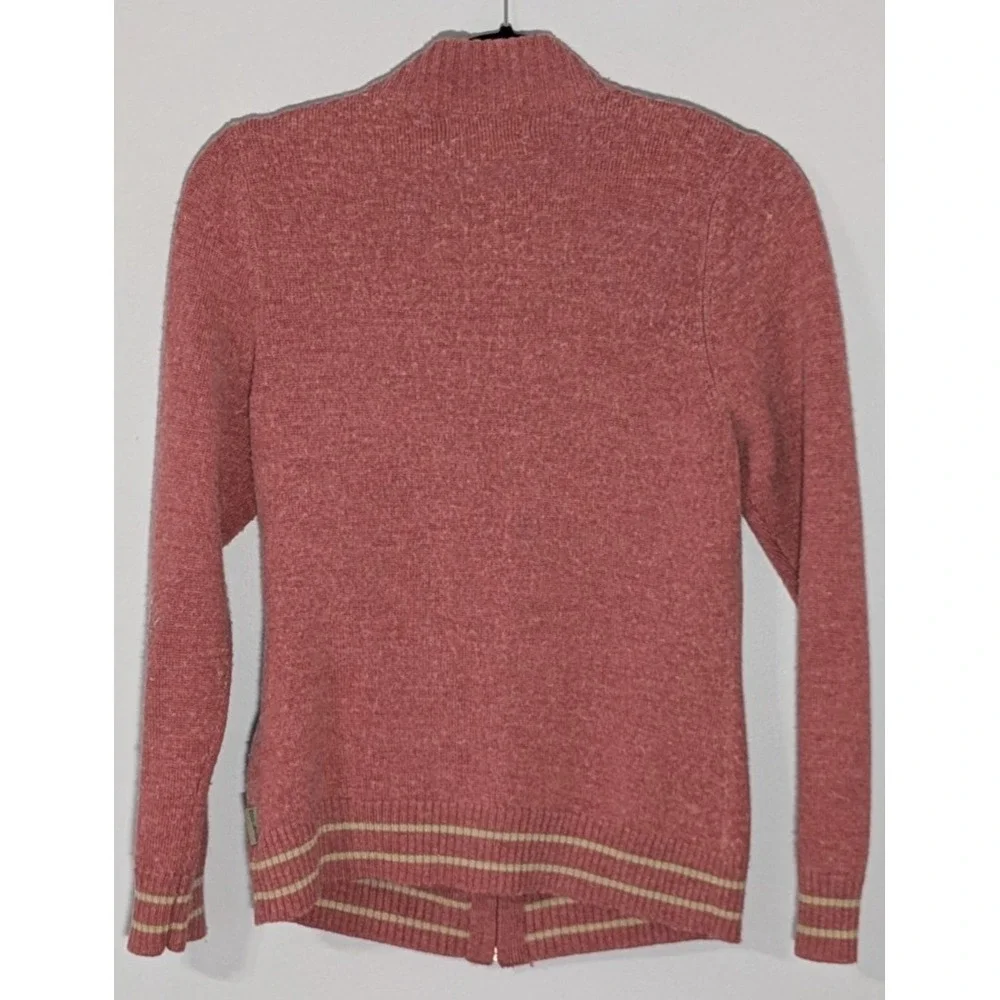 Woolrich Dahlia Pink Tweed Full Zip Cardigan Sweater Wool Blend Small Vintage